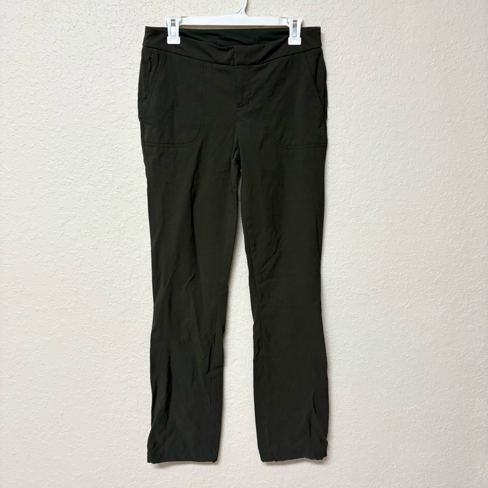 Athleta Wander Straight Tech Pants Women's Green Nylon Stretch Size 8